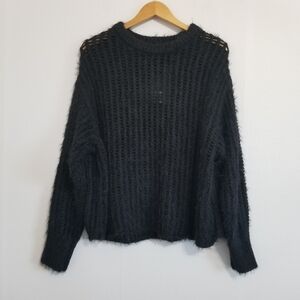 NWT Universal Thread Black Crochet Openwork Fuzzy Sweater Size XXL